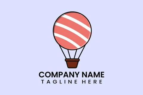 Flat vector parachute balloon sushi logo template 스톡 일러스트