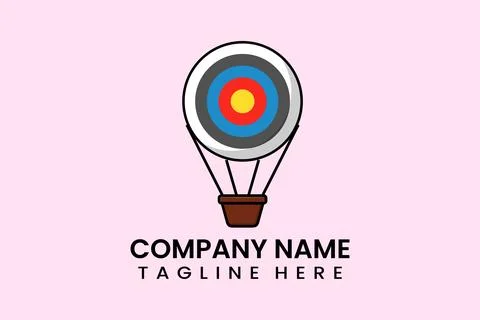 Flat vector parachute balloon target sport logo 스톡 일러스트