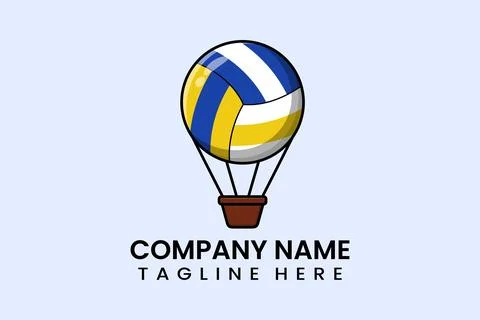 Flat vector parachute balloon volley ball logo イラスト素材
