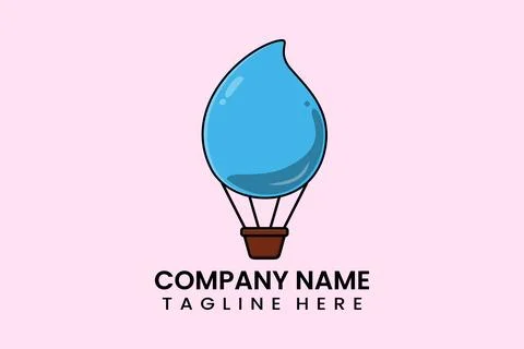 Flat vector parachute balloon water drop logo 스톡 일러스트