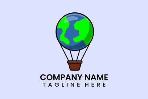 Flat vector parachute earth logo modern template 스톡 일러스트