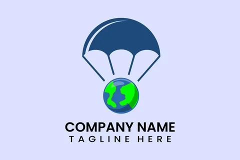 Flat vector parachute earth logo modern template 스톡 일러스트