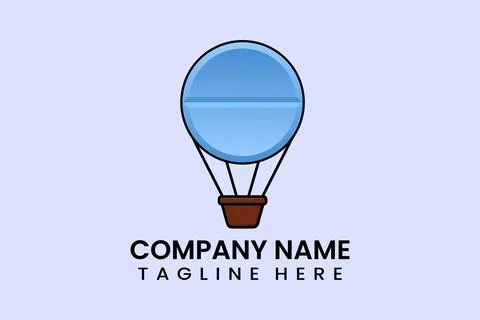 Flat vector parachute medicine logo modern style Stock Illustration