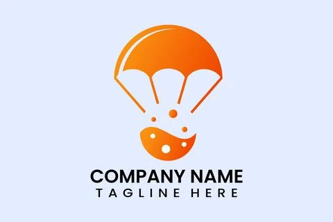Flat vector parachute orange logo modern template 스톡 일러스트