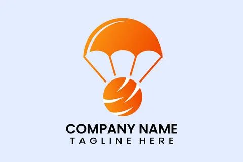 Flat vector parachute orange logo modern template Stock Illustration