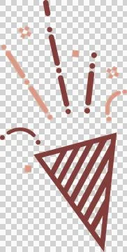 Flat vector party popper cone is bursting red and peach confetti elements on Stock Illustration