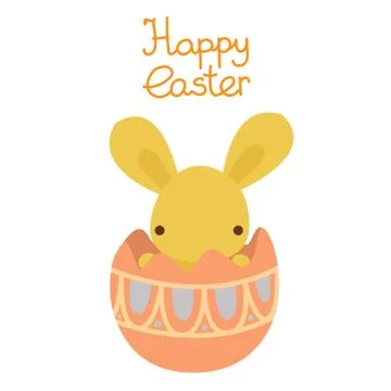 Flat vector pastel rabbit in the easter egg Stock Illustration