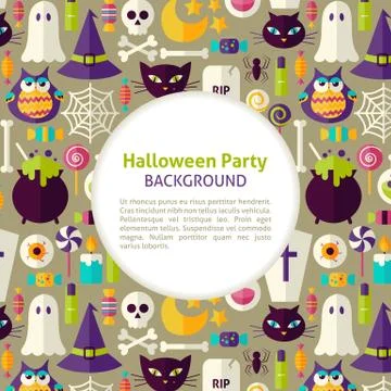 Flat Vector Pattern Halloween Party Background Illustrazione stock
