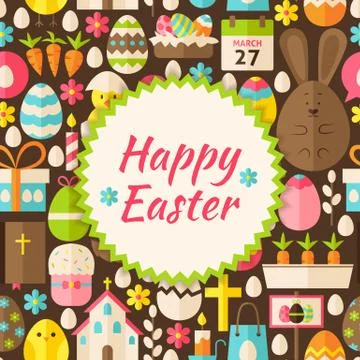 Flat Vector Pattern Happy Easter Background Illustrazione stock
