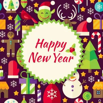 Flat Vector Pattern Happy New Year Background 스톡 일러스트