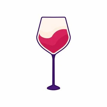 Flat Vector Red Wine Glass Icon Illustration. Drink Glasses Icon vector Stock Illustration