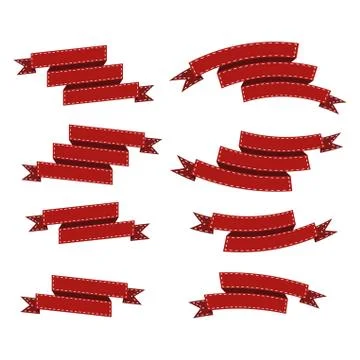 Flat vector ribbons banners isolated background. Ribbon red colored. Set ribb Stock Illustration