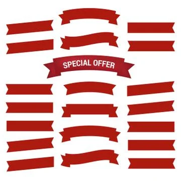 Flat vector ribbons banners isolated. Ribbons banners Stock Illustration