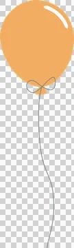 Flat vector round orange party balloon is floating on transparent background, Stock Illustration