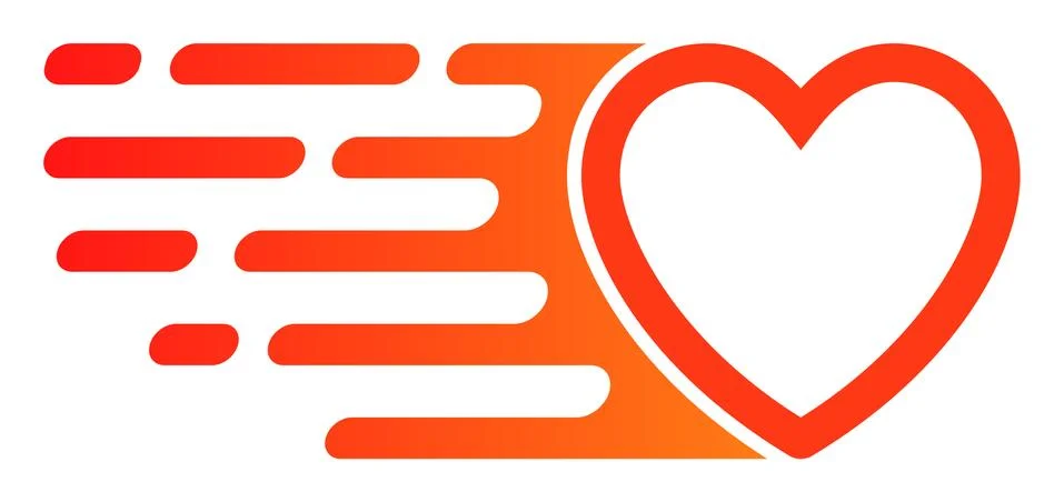 Flat Vector Rush Love Heart Icon Stock Illustration