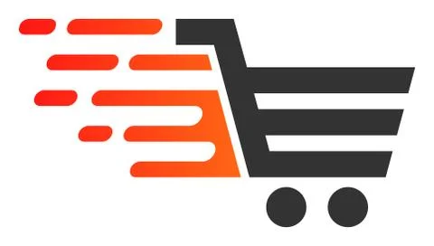 Flat Vector Rush Shopping Cart Icon Stock Illustration