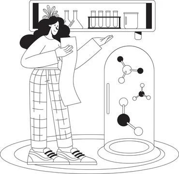 Flat vector scientist analyzing flying viruses illustration Stockillustratie