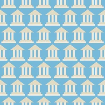 Flat Vector Seamless Pattern Government School Bank Building Ilustración de archivo