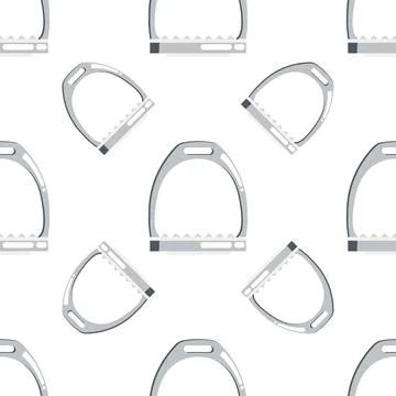 Flat vector seamless pattern of horse stirrups Stock Illustration