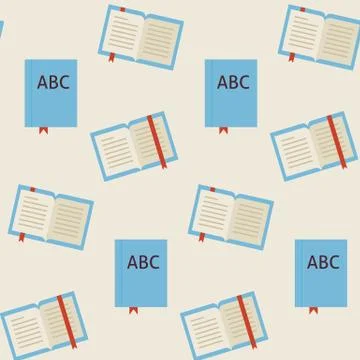 Flat Vector Seamless Pattern School and Library Reading Book Stock Illustration