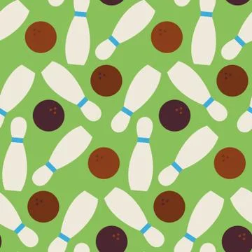 Flat Vector Seamless Sport and Recreation Pattern Bowling Stock Illustration