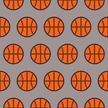 Flat Vector Seamless Sport and Recreation Pattern Basketball Illustrazione stock