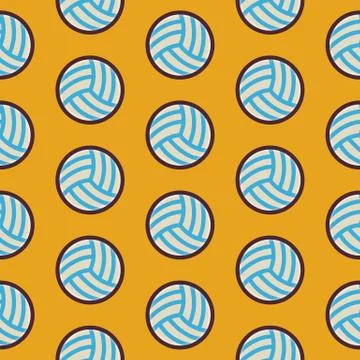 Flat Vector Seamless Sport and Recreation Activity Volleyball Pattern Stock Illustration