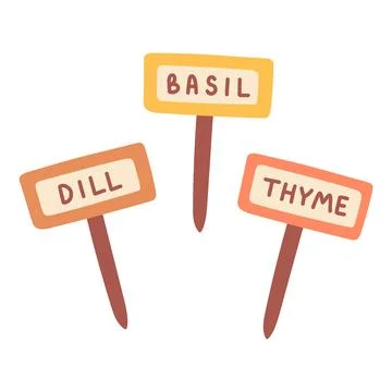 Flat vector set of herb garden labels with handwritten style text. Ideal for Stock Illustration