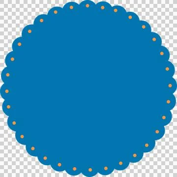 Flat vector showing blue scalloped-edge badge floating on transparent background Stock Illustration