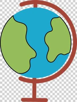 Flat vector is showing globe with green and blue on brown ring-stand, Stock Illustration