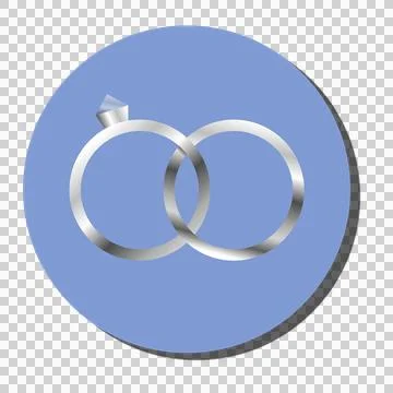Flat vector showing interlocking gemstone ring  and  silver band on blue disc Stock Illustration
