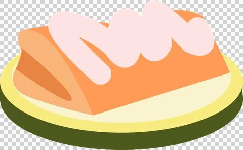 Flat vector showing loaf-shaped pastry with pink icing on olive-green plate, Illustrazione stock