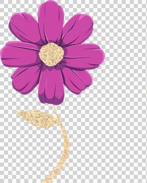 Flat vector showing magenta flower floating on transparent background with Stockillustratie