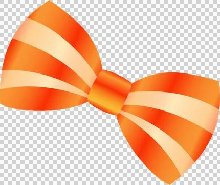 Flat vector showing orange cream striped bow with gradient shading floating on 스톡 일러스트
