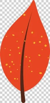 Flat vector is showing red-orange leaf floating on transparent background, with Stock Illustration