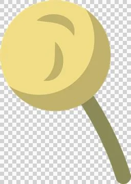 Flat vector is showing stylized yellow lollipop on diagonal greenish stick, Illustration