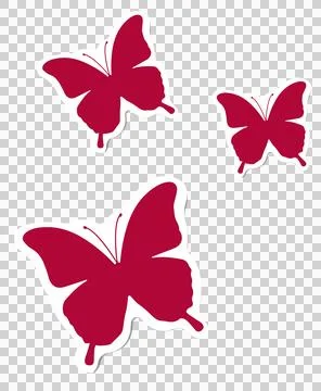 Flat vector showing three red butterfly shapes with vein lines floating over イラスト素材