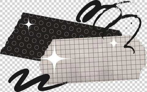 Flat vector is showing torn tape strips, star sparkles, brush accents on Stock Illustration