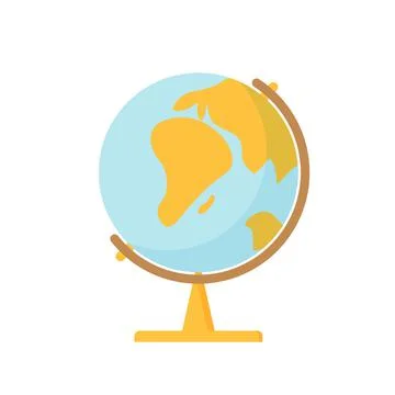 Flat vector of simple illustration of geographic world globe for school. Isol Stock Illustration