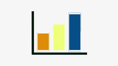 Flat vector of simple three bar chart in ascending order minimal geometric b Stock Footage 320998798