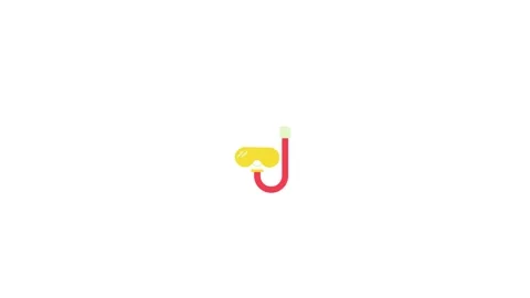 Flat Vector Snorkel Diving Mask Icon Animated on White Background Stock Footage 345958452