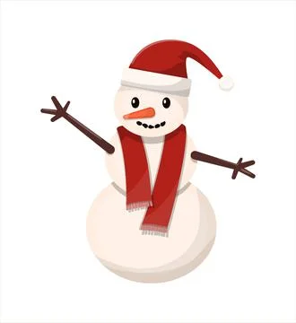 Flat vector snowman on a white background. Christmas illustration. Isolated Stock Illustration