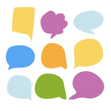 Flat vector Speech bubbles in doodle style. Cloud textbox hand drawn set. Stock Illustration