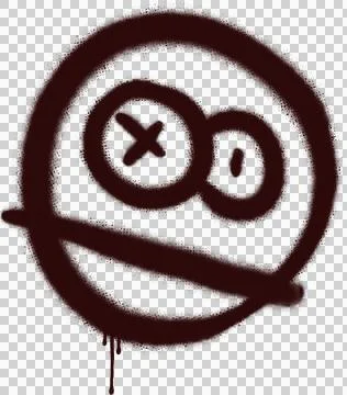 Flat vector spray paint smiley face is showing crossed-out eye and drip on イラスト素材