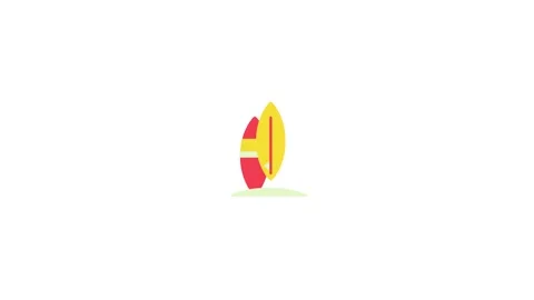 Flat Vector Surfboards Beach Icon Animated on White Background Stock Footage 345958449
