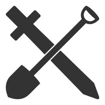 Flat Vector Sword and Shovel Icon Stock Illustration