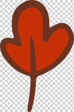 Flat vector three-lobed leaf is showing on transparent background, with red fill Illustrazione stock