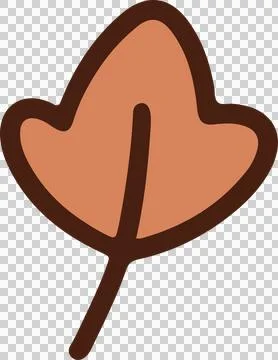 Flat vector three-lobed leaf icon is showing orange fill and brown stroke, Stock Illustration