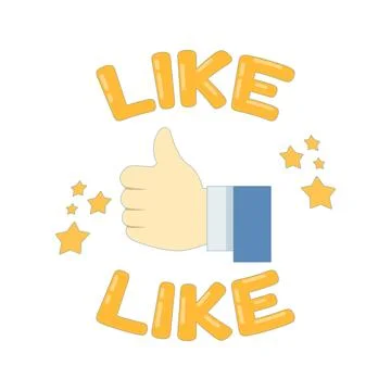Flat vector of thumbs up icon, positive feedback, approval gesture. Stock Illustration