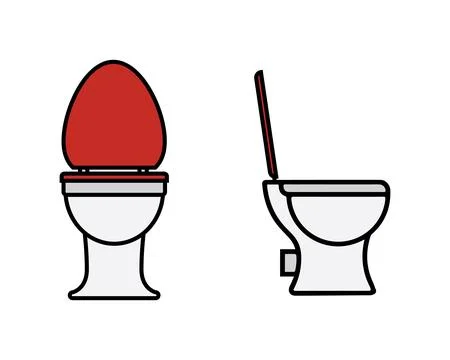 Flat Vector Toilet Icon Set with Open and Closed Lid Stock Illustration
